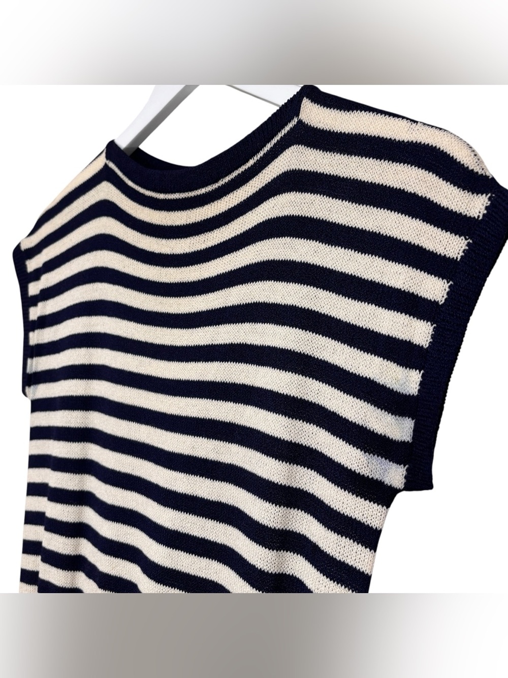 St John by Marie Gray Vintage Striped Navy Blue Knit Midi Dress Size 6 - Picture 7 of 14